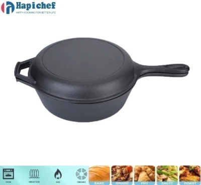 Hapichef 3-Quart Hammered Cast Iron Combo Cooker