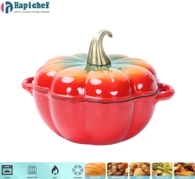 Cast Iron Cookware Enamel Pumpkin Casserole Pot Dutch Oven
