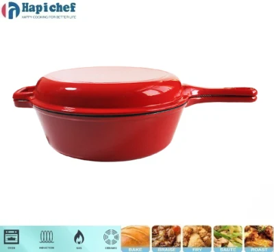 2 in 1 Cast Iron Double Dutch Oven Combo Cooker, Double Skillet