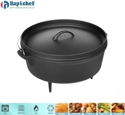4.5qt 8qt Pre-Seasoned Cast Iron Dutch Oven with Lid and Legs