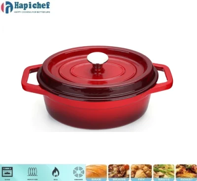 Oval Cast Iron Casserole Enamelled Dutch Oven